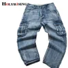 Holyrising Uomo Jeans Pantaloni Casual Pantaloni in denim di cotone Multi tasche Cargo Jeans Uomo Moda Pantaloni in denim Big size 18665-5 201128291d