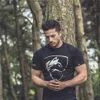 Alphalete WolfプリントメンズアスレチックTシャツ男性カジュアルサマーコットンクルーネックティー224p