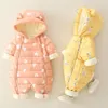 Down Coat born Baby Jumpsuit Hooded Plus Velvet Warm winter wear Boys Snowsuit Toddler Snow Suit Girl Cotton Overalls Rompers 231007