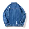 Men's Jackets Dressing Temperament Relaxed Fit Turndown Collar Denim Coat For School