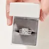 Solitaire Ring she Vintage Wedding Rings for Women Solid 925 Sterling Silver 4Ct Princess Cut 5A Cubic Zircon 2Pcs Bridal Set Fine Jewelry 231007