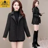 Manteau en cuir double face pour femmes, vêtements de haute qualité, col de costume, cheveux en peau, un corps, coupe-vent court féminin