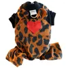 Abbigliamento per cani Tute con stampa leopardata Abbigliamento Cani a quattro zampe Abbigliamento Abiti per animali domestici Cotone caldo autunno inverno Yorkies Costume a cuore