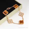 Designer Luxury Fashion Diamond Gold plated agate Fritillion bracelet Pendant Four-leaf Clover Women's bracelet length 19 cm 18k gold bracelet