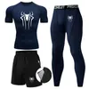 Trainingspakken voor heren Compressieshirt Sportkleding Heren Hardloop-T-shirt Fitnesslegging met korte mouwen Sneldrogend Sporttop Zwart Workout Wit