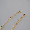 Choker LONDANY Necklace Fashion Light Luxury Simple Asymmetric Arrangement Colorful Gem Brass High Grade Feeling Temperament