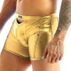 Underbyxor män sexig nit faux pu läder latex shorts boxare erotiska ihåliga manliga trosor fetisch gay club wear284n