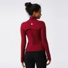 LU-722 Autumn and Winter Yoga Coat Women Stretch Zipper Lång ärm T-shirt Running Fitness Hoodie Coat Women