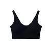 Yoga Outfit Couleur unie en forme de U doux Fitness soutien-gorge femmes sport débardeur sous-vêtements serrés avec coussin de poitrine entraînement complet jogging