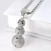 Pendant Necklaces Christmas Gift Iced Out Cubic Zirconia Snowman Stainless Steel Braided Chain Necklace Kalung HipHop Jewelry222n
