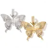 Pendant Necklaces Huitan Big Butterfly Necklace Silver Color/Gold Color Couple Punk Hip Hop Style Women Men Chic CZ Jewelry