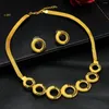 Necklace Earrings Set 24k Gold Plated Jewelry African Bride Nigeria Wedding DD30233