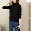 Suéteres femininos outono e inverno gola alta pulôver sólido rosca solta ajuste suéter malha moda casual commuter tops