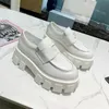 Tasarımcı Ayakkabı Monolitloafer Ayakkabıları Erkek Kadınlar Günlük Ayakkabı Siyah Deri Ayakkabı Elbise Platform Spor Ayakkabıları Artış Klasik Patent Mat Loafers Eğitmenleri
