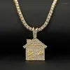 Hip Hop Bando Trap House Necklace Men Bling Bling Savage Pendant Halsband med tenniskedjan Kvinnlig länkkedja smycken1265y