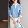 Women's Blouses Office Lady Elegant Shirts Fashion Long Sleeve Women Blouse O Neck Female Clothing Slim Blue Woman Tops 29322
