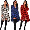 2017 Spring Fashion Women Plaid Shirt Dress Europe Långärmad kjol Bomull One-Piece Dress Plaid Jacket303U