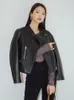 Women's Leather Cropped Genuine Jacket For Women 2023 Trend High-end Slim Zipper Stand Collar Real Sheepskin Motorcycle Jackets