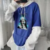 Męskie bluzy z kapturem anime niebieski zamek seishirou nagi harajuku men kreskówka streetwear koreańska mody mody ciepła patchwork bluza