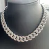 Hot Sale Miami White Gold Plating 15mm Iced Out Cuban Chain Diamond Bling Rap Chain Link Value Chain