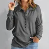 Women's Blouses V Neck Buttons Long Sleeve Henley Shirts Cotton Blend Womens Casual Loose Ribbed Oversize Tee