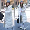 Trenchs de femmes manteaux femme vers le bas coton vestes hiver 2023 mode longue mince solide femmes parkas zip col de fourrure vêtements