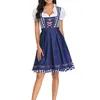 Casual Jurken Hoge Kwaliteit Traditionele Duitse Geruite Dirndl Jurk Oktoberfest Kostuum Outfit Voor Volwassen Vrouwen Halloween Cosplay Fancy Party