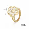 Solitaire Ring Natural Gem Fourleaf Clover Fritillary Peacock Stone Plum Blossom Waterproof Jewelry for Women Gift Drop 231007