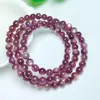 Link pulseiras natural lepidolite triplo círculo pulseira feminina cura pedra preciosa cristal costa pulseiras amantes jóias presente 1 pçs 6mm