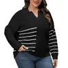 Pulls pour femmes pull pull tissé grande taille automne et hiver patchwork col rayé hommes sweat-shirts