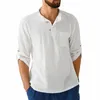 Homens camisetas Homens manga comprida cor sólida casual solto botão tops com bolso roupas de primavera para praia férias streetwear