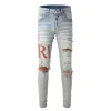 Miri jeans mens designer jeans topp kvalitet brev broderi logotyp motorcykel denim byxor baggy ksubi jeans mode hål hip hop street byxor storlek 28-40