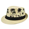 Berretti 2023 Cappello a cilindro lavorato a maglia in erba di cocco Primavera/Estate Cappello da spiaggia per protezione solare all'aperto Jazz arricciato