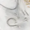 Ensemble de boucles d'oreilles et collier pour femmes, pendentif rond Simple en forme de V, bague créative, Bracelet, bijoux pour femmes, accessoires de fête à la mode