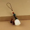 Keychains Bodhizi Tulip Keychain Key Ring Mobile Phone Pendant Retro Hand-carved Jewelry