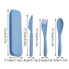 Spoons Wheat Straw Cutlery Set Travel Portable Box Fork Spoon Knife Kitchen Tableware Dishes Sets Dinnerware Steak