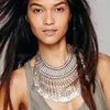 Chokers moda prata banhado vintage declaração grande colar colar mulheres boho étnico indiano maxi grande robusto gargantilha colar jóias 231007