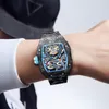 Wristwatches Haofa Full Carbon Fiber Tourbillon Watch For Men Skeleton Automatic Luxury Mechanical Sapphire Waterproof Men's 2311