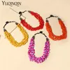 Chokers Trendy Colorful Resin Beads Short Necklaces for Women Summer Bohemian Layered Big Pendant Necklaces Vintage Fashion Jewelry 231007
