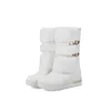 Boots Russia Winter Snow Thick Fur Inside Platform Shoes Woman Wedges Heel Women Mid-calf Long Female White 581