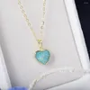 Ciondoli ITSMOS Collana con pendente in amazzonite Placcato in oro 14K Pietra preziosa energetica Potente guarigione a forma di cuore per le donne Regalo dell'anima