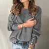 Women Swatters Sweat z dziczyzny sweter jesień/zima 2024 luźna ekipa dla kobiet Sueter Mujer Red Grey Solid Pullover