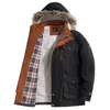 Vestes pour hommes Épaissir Cargo Veste Manteau Hiver Chaud Col De Fourrure À Capuchon Pour Hommes En Plein Air Doublé De Laine Militaire Chaquetas Hombre