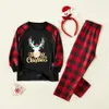 Familjsmatchande kläder Patpat Pyjamas sätter Merry Christmas Letter Antler Print Plaid Splice For Flame Resistant 231007