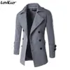 Trajes de hombre Blazers Letskeep NUEVO abrigo de primavera y otoño para hombre mezcla de lana gabardina de doble botonadura Slim fit Z196C