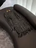 Autumn Black Solid Color Tassel Tweed Dress Long Sleeve Round Neck Short Casual Dresses D3O071433