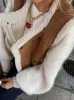 Kamizelki damskie Kobiety zagęszczają pluszowe kamizelki kaszmiru płaszcz faux furt ciepły patchwork kamizelka jesienna klejek przyciskowy kurtka uliczna 2023