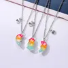 Pendant Necklaces 3Pcs/set Cartoon Magnetic Drip Oil Butterfly Heart-shaped Friend Necklace For Girls BFF Friendship Jewelry Gift