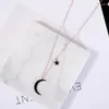 Pendentif Colliers Yun Ruo 2023 Couleur Or Rose Qualités de luxe Mode Noir Lune Étoile Collier Titane Acier Bijoux Femme Cadeau Pas de Fade