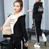 Dames tweedelige broek Darkgrijze Winter Nieuwe dikke dikke Lamb Fleece Hoodie Jacket Casual brede been Elegant trainingspak